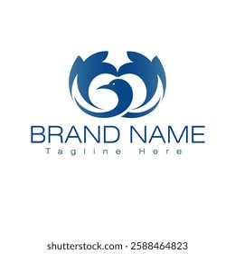 Bird vector logo design in gradient blue