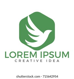 Bird vector logo design. peaceful sign.