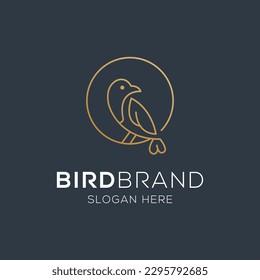 Bird vector logo. Fancy bird. Line vector logo design.