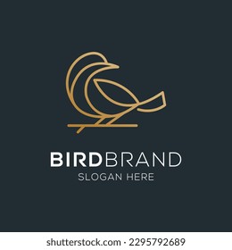 Bird vector logo. Fancy bird. Line vector logo design.