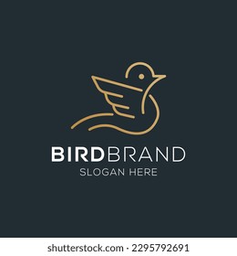 Bird vector logo. Fancy bird. Line vector logo design.