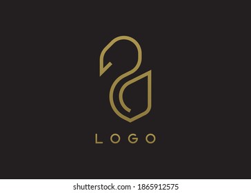 Bird vector logo. Luxury bird, eagle, hawk, vector line logotype design. Universal premium falcon wing symbol logotype.