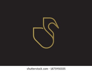 Logo del vector de aves. Pájaro de lujo, Flamingo, águila, halcón, línea vectorial diseño de logotipo. 