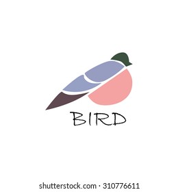 Bird vector logo. Pink and grey colors