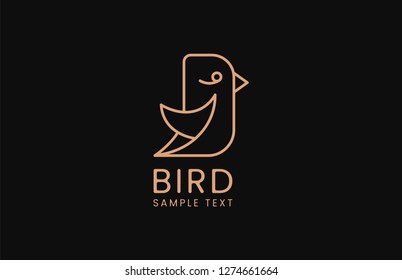 Bird vector logotype. Abstract vector template linear style on a black background