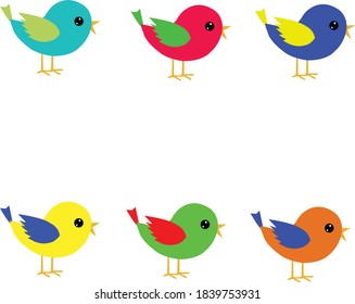 Bird vector set (6 color)