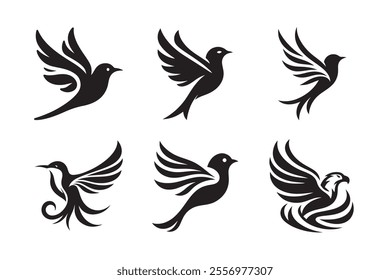 Bird vector silhouette art illustration bundle