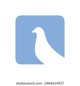 Bird vector silhouette logo in a box. Animal bird dove nature wildlife pigeons icon.
