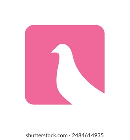 Bird vector silhouette logo in a box. Animal bird dove nature wildlife pigeons icon.