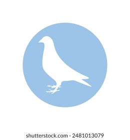 Bird vector silhouette logo in a circle. Animal bird dove nature wildlife pigeons icon.