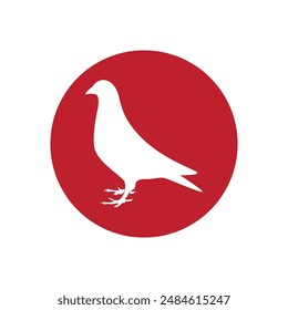 Bird vector silhouette logo in a circle. Animal bird dove nature wildlife pigeons icon.