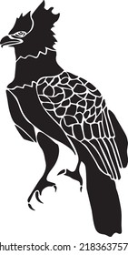 Bird Vector Stencil, Black and White