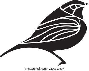 Bird Vector Stencil, Black and White