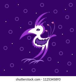 Bird, violet- white color.