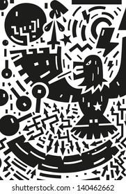 bird war - abstract vector illustration