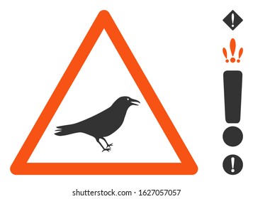 Bird warning icon. Illustration contains vector flat bird warning pictograph isolated on a white background, and bonus icons.