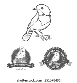 Bird Watching Badges And Labels In Vintage Style. Editable Vector Illustration Of Watching Birds Logo.