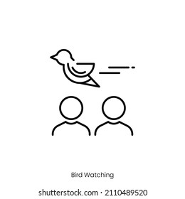 Bird Watching Icon. Outline Style Icon Design Isolated On White Background