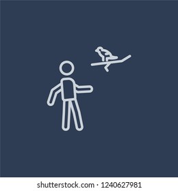 Bird Watching Icon. Trendy Flat Vector Line Bird Watching Icon On Dark Blue Background From Activity And Hobbies Collection. 