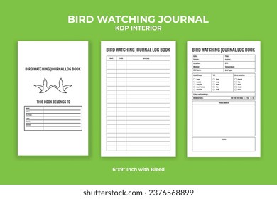 Bird Watching Journal Log Book KDP Interior