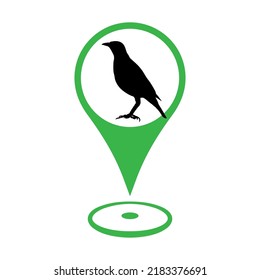 Bird watching map location marker icons for web and mobile, Silhouette of a bird on a location marker, vector