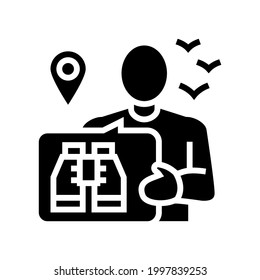 bird watching tourism glyph icon vector. bird watching tourism sign. isolated contour symbol black illustration