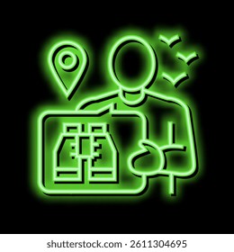 bird watching tourism neon light sign vector. bird watching tourism illustration