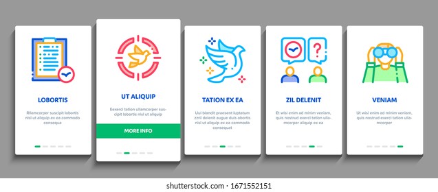 Bird Watching Tourism Onboarding Mobile App Page Screen Vector. Bird Watching Photo Camera And Binocular Equipment, Traveler Tourist, Map And Book Linear Pictograms. Color Contour Illustrations