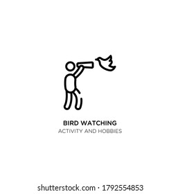 bird watching vector line icon. Simple element illustration. bird watching outline icon from activity and hobbies concept. Can be used for web and mobile
