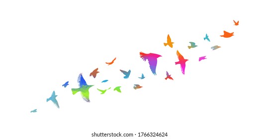 Acuarela de pájaro. Un rebaño de pájaros coloridos. Ilustración del vector