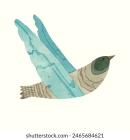 Bird. watercolor vector illustration. animal wildlife.