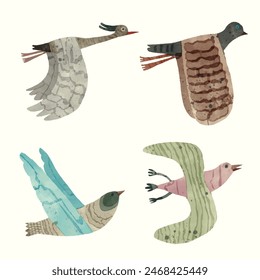 Bird. watercolor vector illustration. animal wildlife.