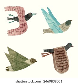 Bird. watercolor vector illustration. animal wildlife.