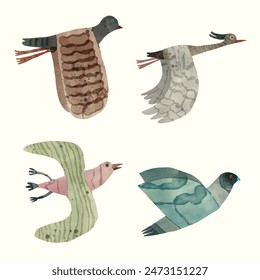 Bird. watercolor vector illustration. animal wildlife.