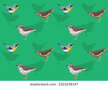 Bird Waterthrush Cute Cartoon Seamless Wallpaper Background
