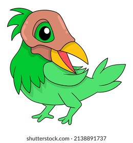bird wearing ancient bone mask, vector illustration art. doodle icon image kawaii.