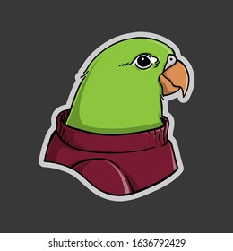 Bird Wearing Human Cloth, Cartoon Illustration, Clip Art, Isolated Vector