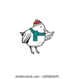 Bird Wearing Santa Hat Vector