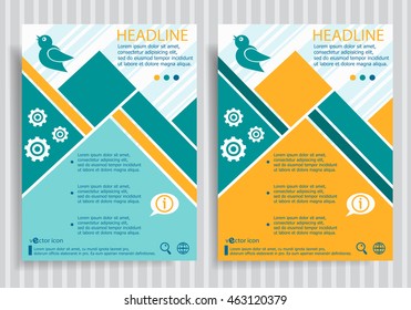 Bird web symbol on vector brochure flyer design layout template. Business modern template