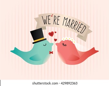 Bird bird Wedding card invitation vector illustration 