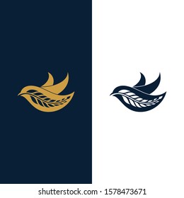 Bird and wheat logo concept, vector of a flying bird carrying wheat/grain, farm/agriculture logo, animal and nature logo element template