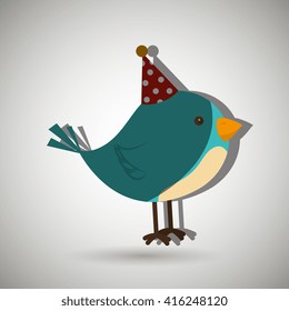 bird whit hat party design 