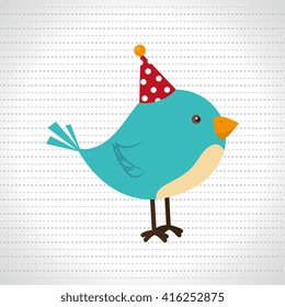 bird whit hat party design 