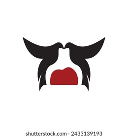 bird wine logo design business illustration.