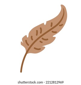Vogelfederelement. Hexerei-Attribut. Schreiben von quill Cartoon flach Vektorgrafik.