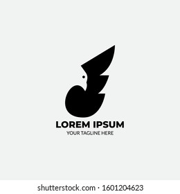 Bird And Wing Flat Logo Design Vector