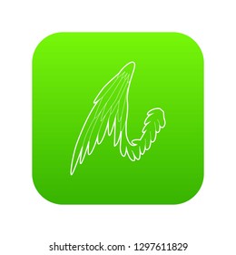 Bird wing icon green vector isolated on white background