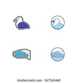Bird And Wing Icon Logo Vector Set Element