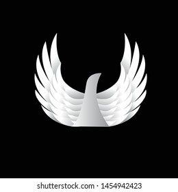 bird and wing logo design with black background