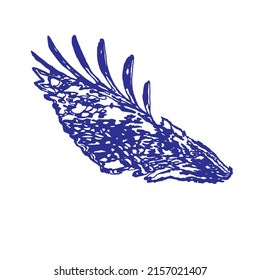 Bird wing vector illustration in retro style